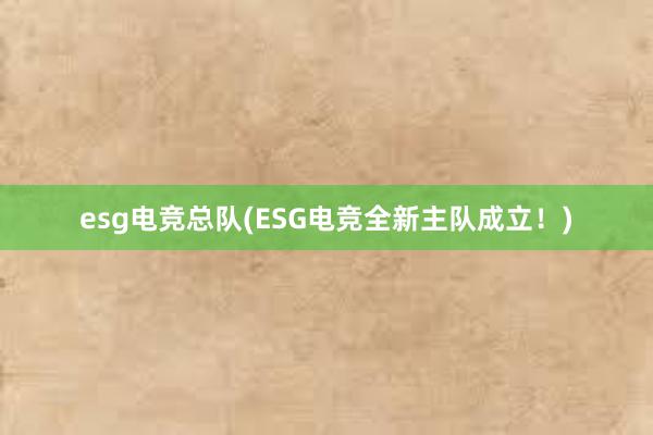 esg电竞总队(ESG电竞全新主队成立！)