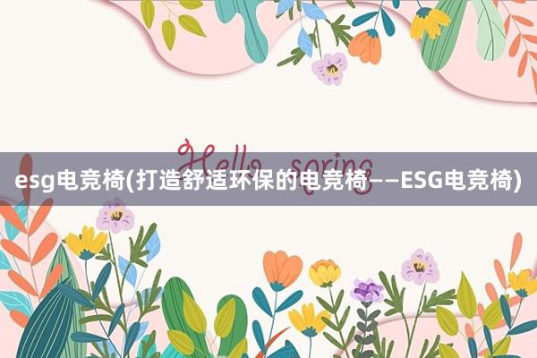 esg电竞椅(打造舒适环保的电竞椅——ESG电竞椅)