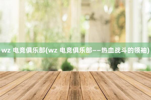 wz 电竞俱乐部(wz 电竞俱乐部——热血战斗的领袖)