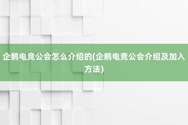 企鹅电竞公会怎么介绍的(企鹅电竞公会介绍及加入方法)