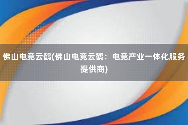 佛山电竞云鹤(佛山电竞云鹤：电竞产业一体化服务提供商)