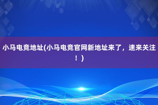 小马电竞地址(小马电竞官网新地址来了，速来关注！)