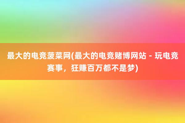 最大的电竞菠菜网(最大的电竞赌博网站 - 玩电竞赛事，狂赚百万都不是梦)