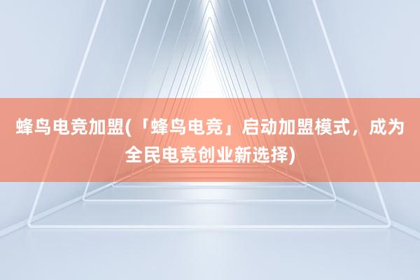 蜂鸟电竞加盟(「蜂鸟电竞」启动加盟模式，成为全民电竞创业新选择)