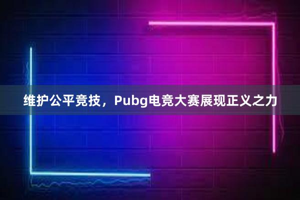 维护公平竞技，Pubg电竞大赛展现正义之力