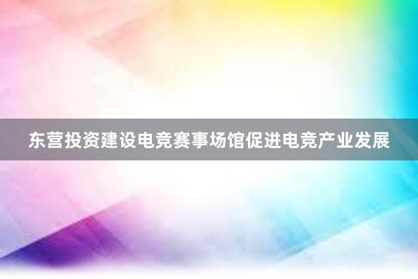 东营投资建设电竞赛事场馆促进电竞产业发展