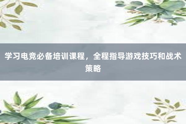 学习电竞必备培训课程，全程指导游戏技巧和战术策略