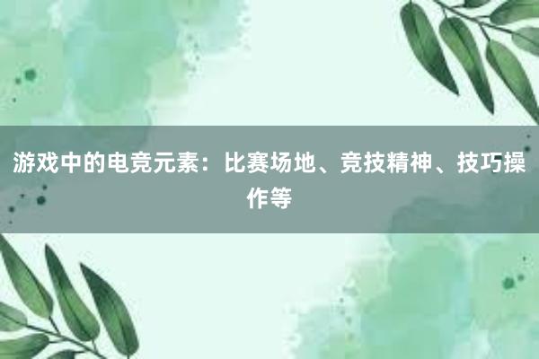 游戏中的电竞元素：比赛场地、竞技精神、技巧操作等