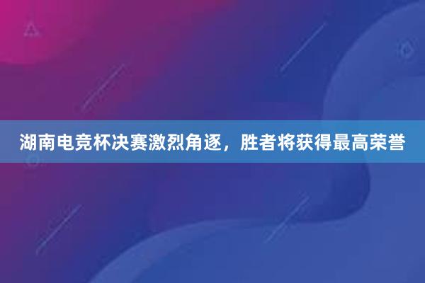 湖南电竞杯决赛激烈角逐，胜者将获得最高荣誉