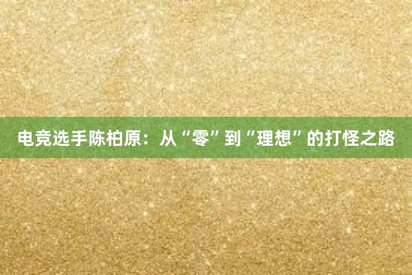 电竞选手陈柏原：从“零”到“理想”的打怪之路